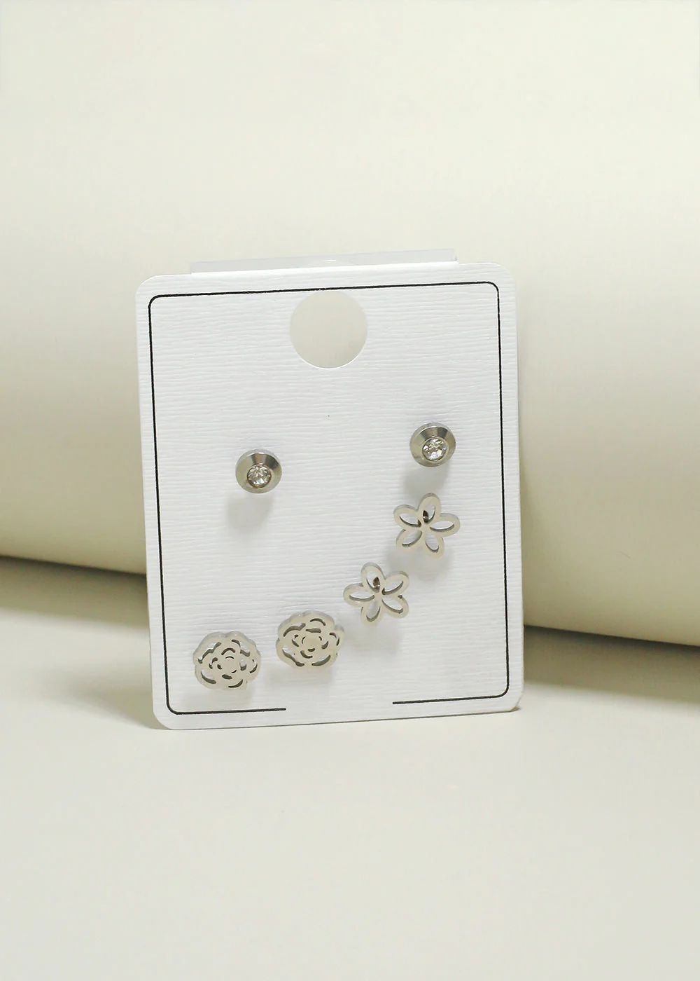 3-Pair Flower & Rose Stud Earrings - Image 3