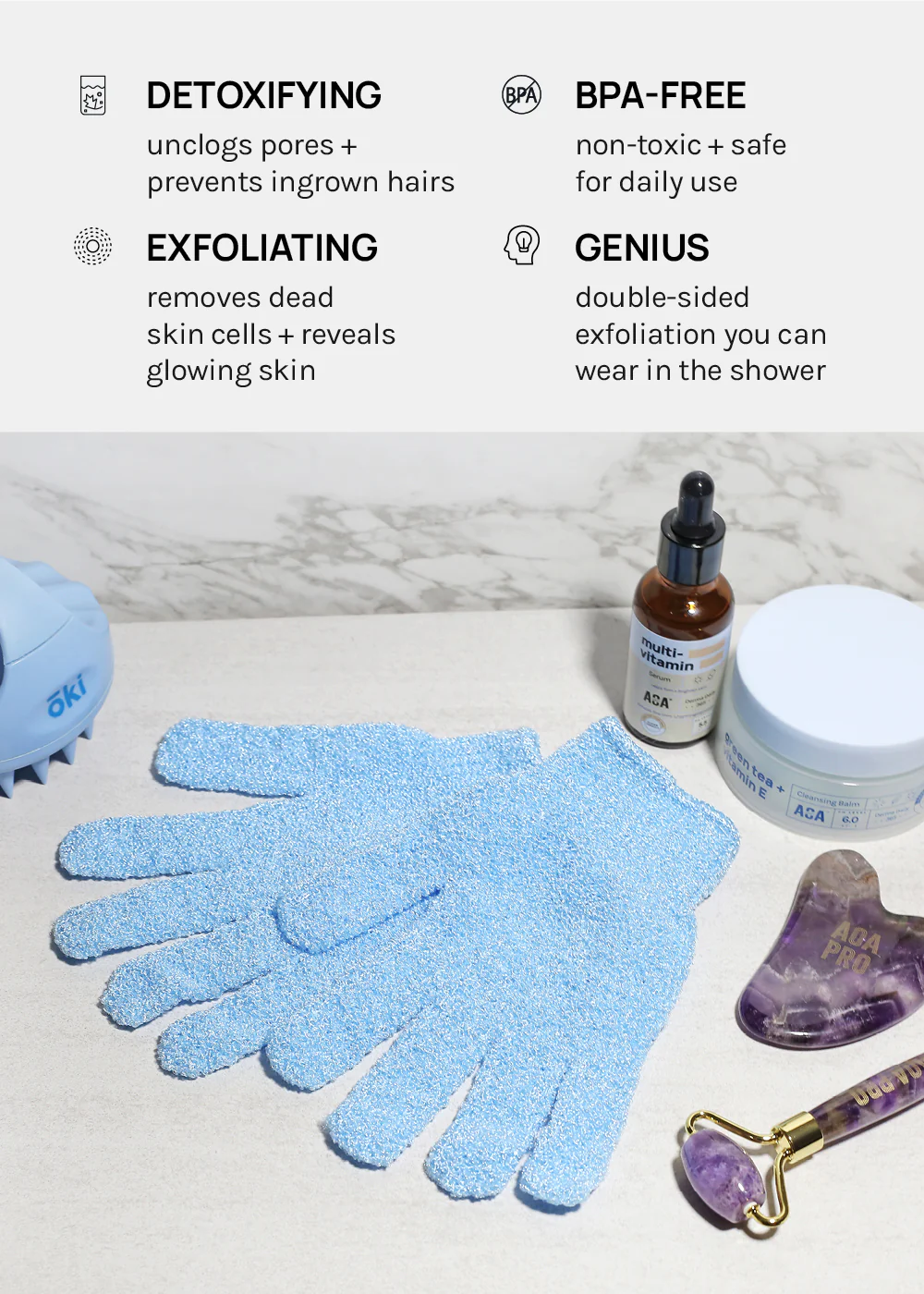 AOA Exfoliating Bath Gloves - Image 4