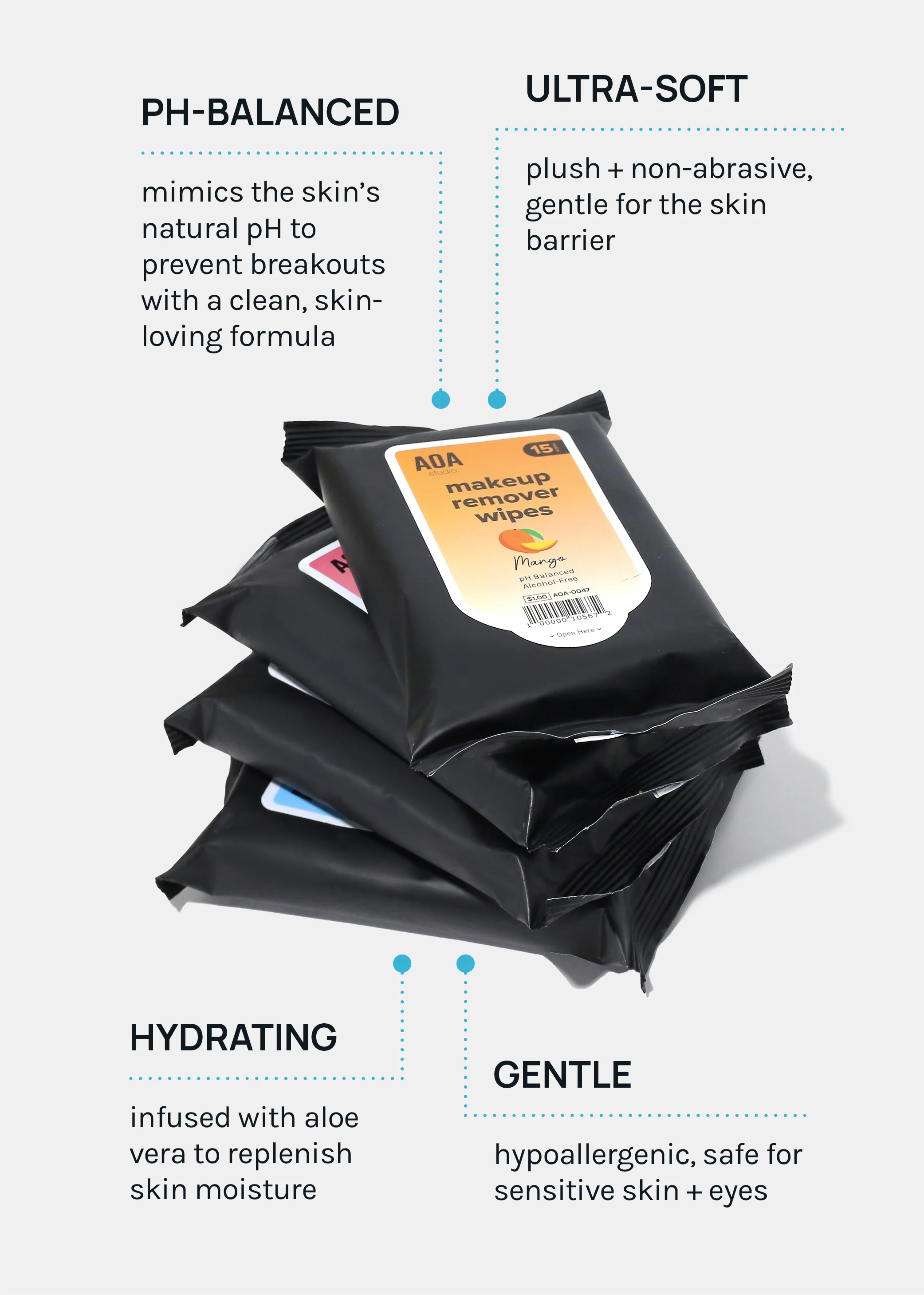 AOA Makeup Remover Wipes - Rose Water - Image 4