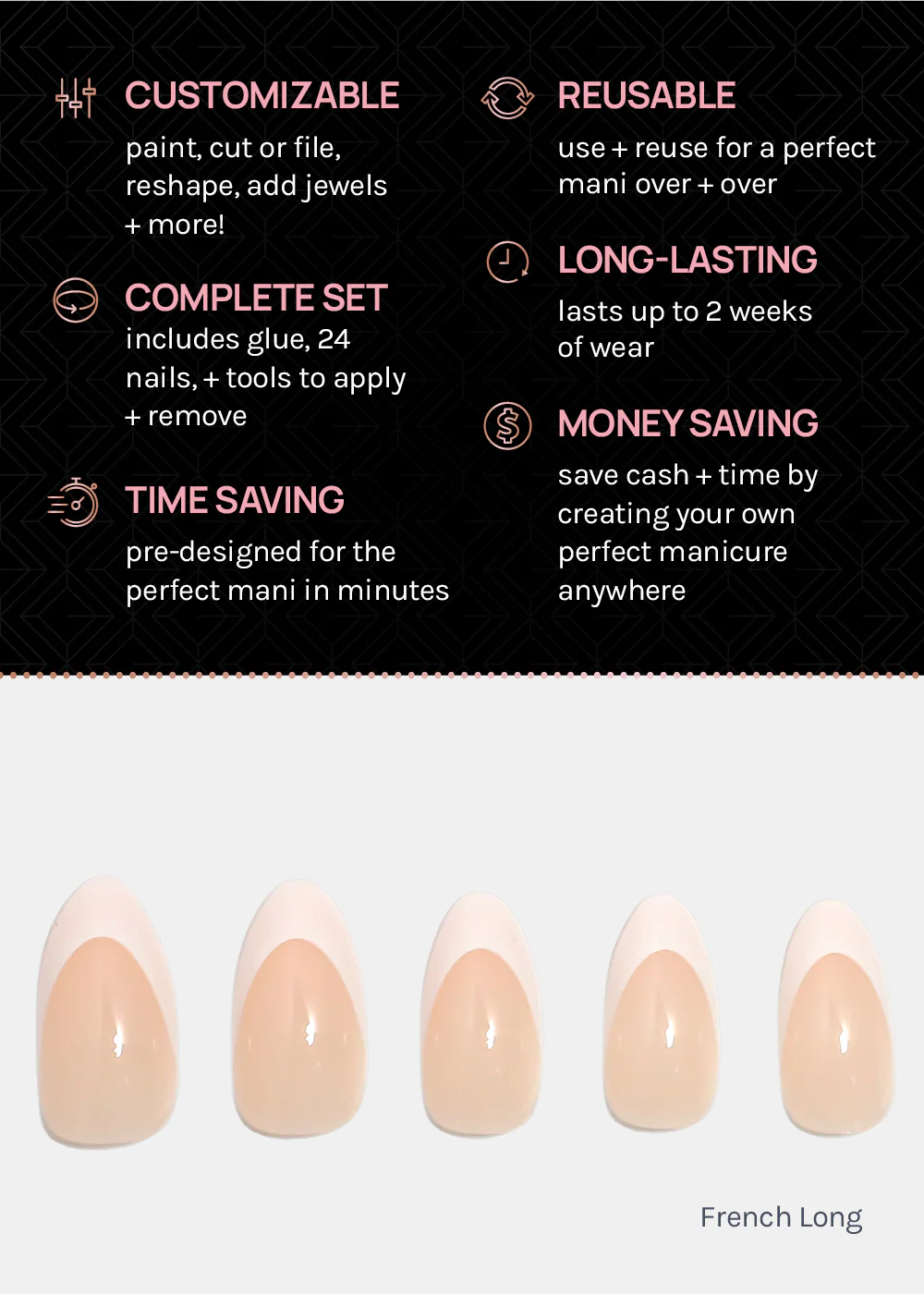 AOA Pro Press-On Nails: French Long - Image 4
