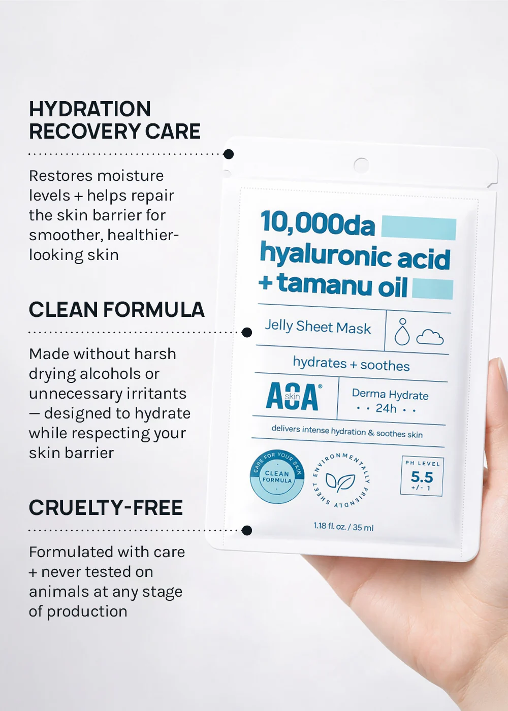 AOA Skin 10,000da Hyaluronic Acid + Tamanu Oil Sheet Mask - Image 5