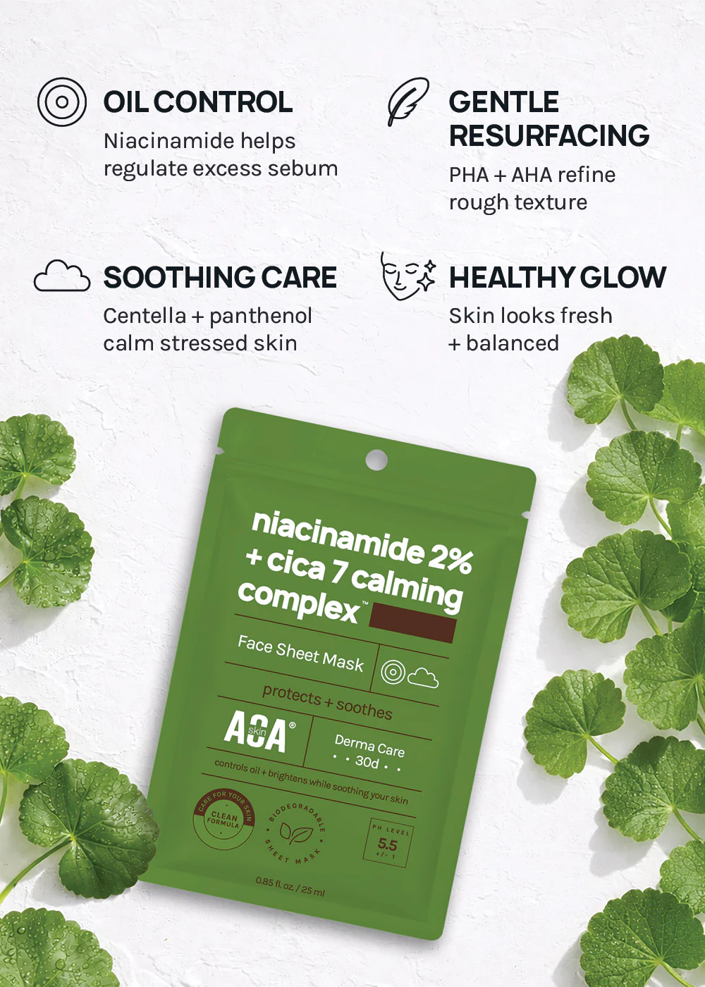AOA Skin Niacinamide 2% + CICA 7 Calming Complex Sheet Mask - Image 4