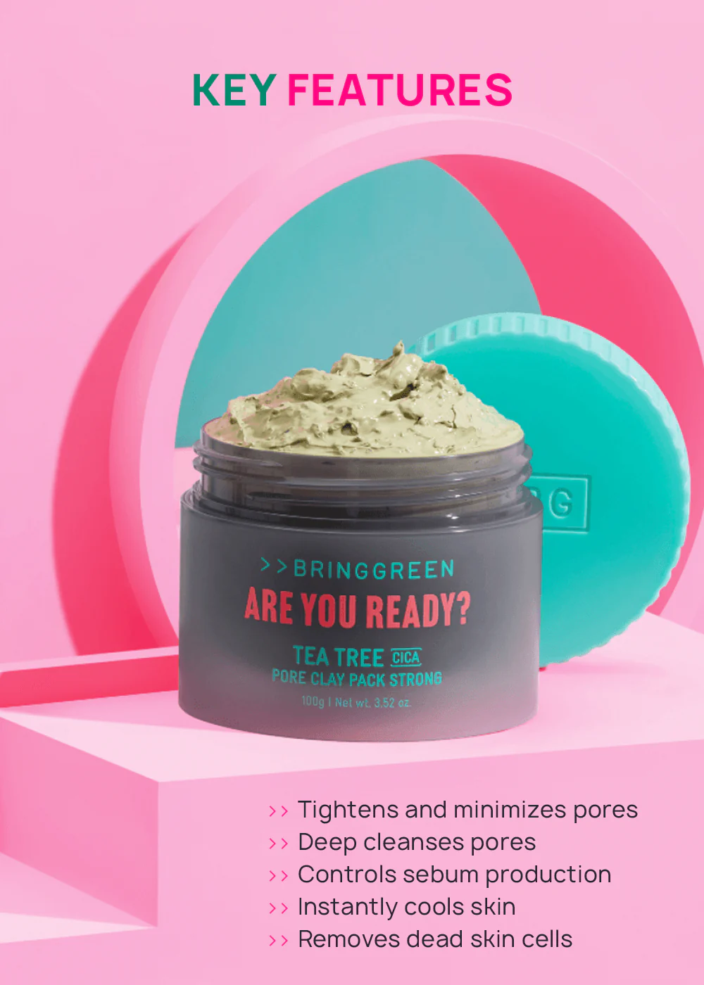 BRINGGREEN Tea Tree Cica Pore Clay Pack Strong 100g - Image 3