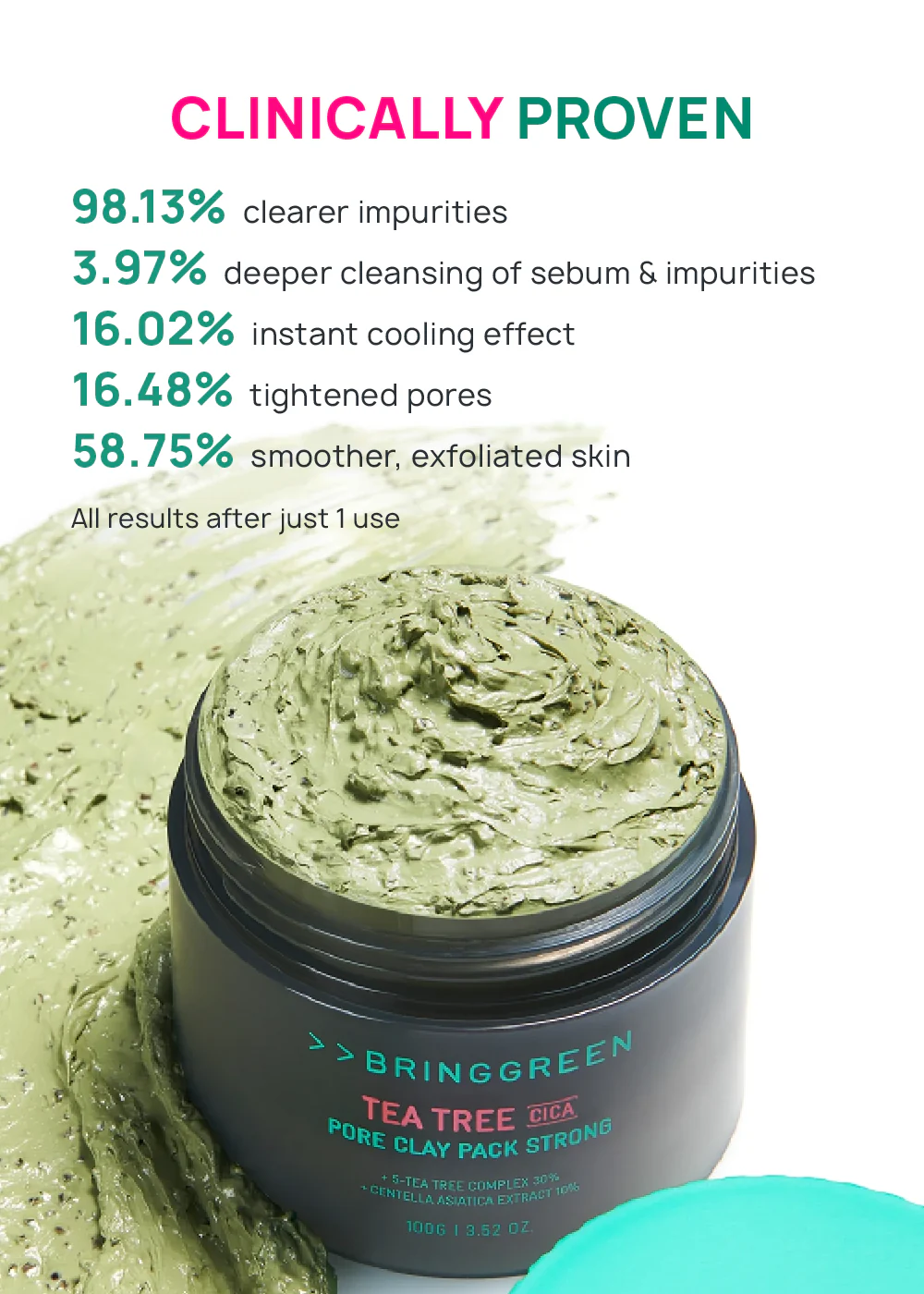 BRINGGREEN Tea Tree Cica Pore Clay Pack Strong 100g - Image 4