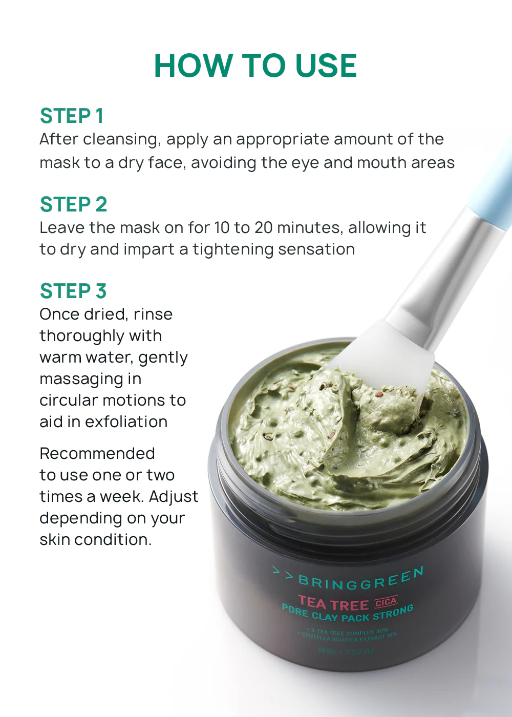 BRINGGREEN Tea Tree Cica Pore Clay Pack Strong 100g - Image 6