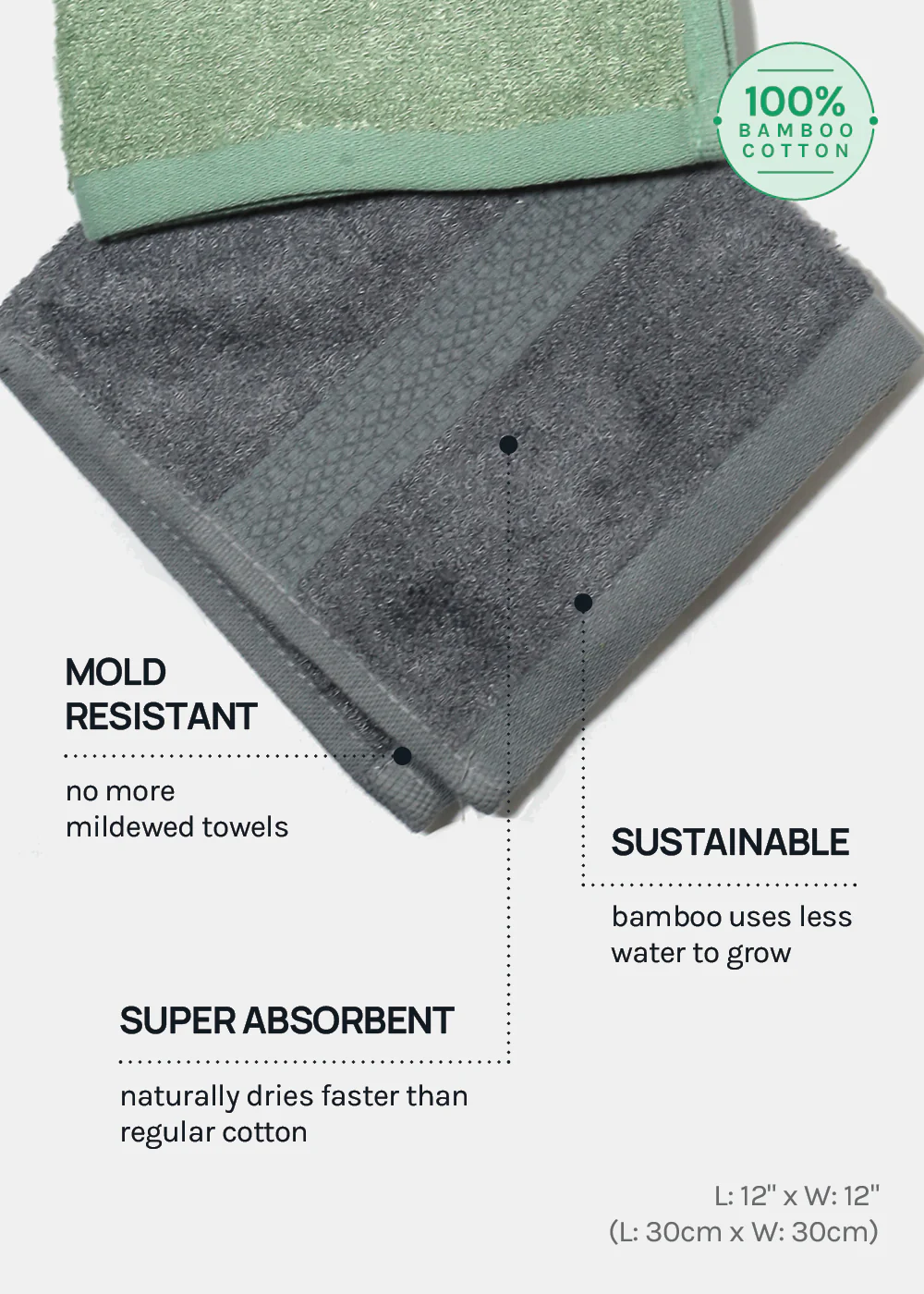 Reuse 100% Bamboo Cotton Washcloth - Image 4