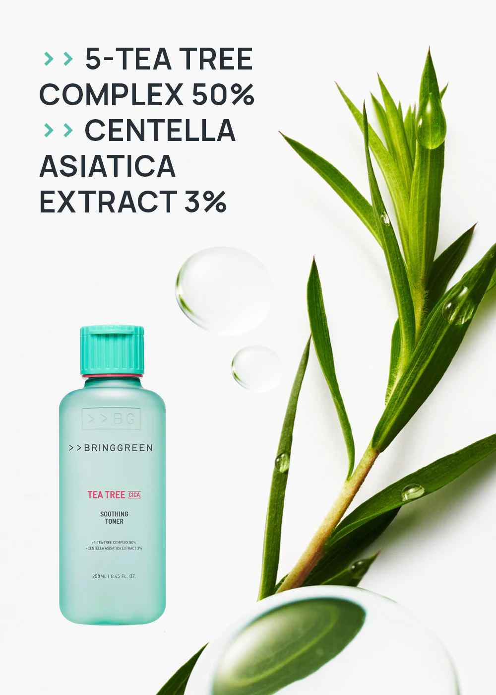 BRINGGREEN Tea Tree Cica Soothing Toner 250ml - Image 3